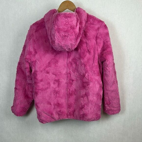 Lands' End Kids Girls Reversible Insulated Fleece Jacket Sz XL 14-16 Pink - Picture 5 of 11